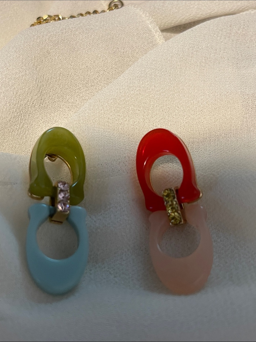 Coach Gold-Tone Chain Necklace & Bracelet Set with Multicolor Enamel Links - Picture 3 of 3